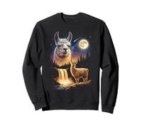 Llama Aullando a la Luna, extraño Meme Divertido, Llama Alpaca de los 90 Sudadera
