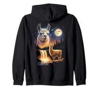 Llama Aullando a la Luna, extraño Meme Divertido, Llama Alpaca de los 90 Sudadera con Capucha