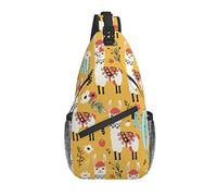 Llama Blanca con Flores Sling Bag Crossbody Chest Bag Daypack Travel Senderismo Bandolera para Hombres y Mujeres