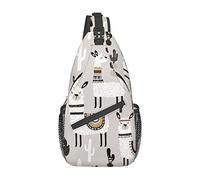 Llama Cactus Hand Drawn Sling Backpack Chest Crossbody Bag Casual Daypack para Hombres y Mujeres