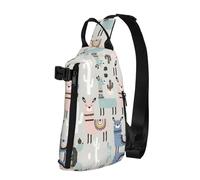 Llama Cactus Print Cross Bag Casual Sling Mochila,Mochila para Viajes,Senderismo,Paquete de Hombro para Gimnasio