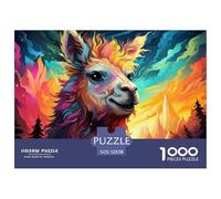 Llama Colorida Bosque Artístico Puzzle de 1000 Piezas Puzzle para Adultos Papel Relajación Decoración Hogar Regalo Concentración 52x38cm/1000pcs