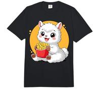 Llama Comer Papas Fritas Divertido Kawaii Animal Food Lover Comfort Colors Adult Heavyweight T-Shirt