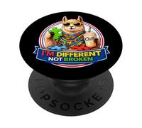 Llama con batido y Gafas de Sol Soy Diferente, no Roto PopSockets PopGrip Adhesivo