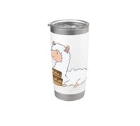 Llama con pastel de cumpleaños Vaso térmico de acero inoxidable de doble pared