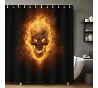 Llama Cortina de Ducha Esqueleto de Calavera de Terror 200x200 cm Impermeable Antimoho Poliéster Impresión y Cortina de Bañera Lavable a Máquina con 12 Anillas