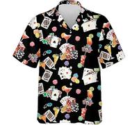 Llama Dados Póker Impresión 3D Camisa Hawaiana Mujeres Hombres Patrón Póker Camisa de Botones Verano Cuello de Solapa Top Streetwear