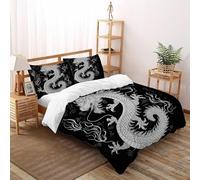 Llama de dragón Funda De Edrojoón 3 Piezas 3D Impresa Myth Sky Creature con 2 Fundas De Almohada Double（200x200cm） Microfibra Ropa De Cama para Niñosy Hombres