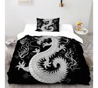 Llama de dragón Juego De Funda para Edrojoón 2 Piezas 3D Impresa Myth Sky Creature con Cremallera Y Funda De Almohada Single（135x200cm） 100% Microfibra Ropa De Cama