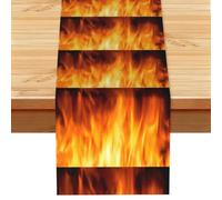 Llama de Fuego Colorida,Camino de Mesa de Lino sintético para el hogar, Fiestas, comedores, 33 x 183 cm