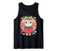 Llama Fresa Kawaii Arcoiris Corazones Retro Tierno Camiseta sin Mangas