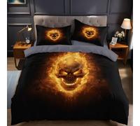 Llama Funda nórdica Cama 150 Esqueleto de Calavera de Terror Microfibra Suave, Funda edredón 220x220 cm y 2 Fundas de Almohada 50x75 cm para Dormitorio Adulto y Juvenil