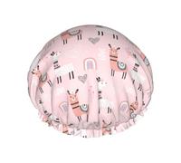 Llama. Gorro de ducha impermeable de doble capa para mujeres y hombres, reutilizable, banda elástica