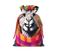 Llama In A Scarf"Bolsa de regalo reutilizable para fiestas y diseño de cordón que hacen que tu regalo sea más delicado