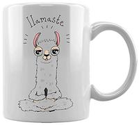 Llama Llamaste Yoga Animal Meditation Ceramic White Mug Coffee Tea Water Cup Office Home