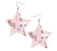 Llama. Pendientes de cuero ligero con forma de estrella para mujer, accesorios de boda o cumpleaños, talla única, Cuero sintético
