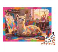 Llama Pintor Puzzle de 1000 Piezas Papel para Adultos Estilo Estudio de Arte Puzzle para Adultos Relajación Decoración Hogar Regalo 70x50cm/1000pcs