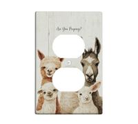 Llama - Placa de pared dúplex para baño, diseño rústico, burro, oveja, ninguno marrón, plástico, tamaño estándar, doble toma de corriente, para decoración del hogar, sala de estar, nuevo apartamento