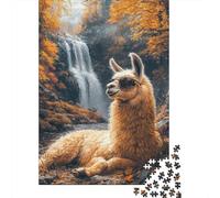 Llama Puzzle de 1000 Piezas Papel para Adultos Bosque Cascada Otoñal Juego de Puzzle 1000 Piezas Relajación Decoración Regalo 38x26cm/1000pcs