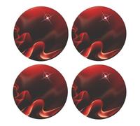 Llama roja Impresa,Posavasos Redondos de Corcho MDF, Almohadilla para Tazas, Juego de 4 Posavasos para Bebidas