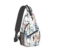 Llama Sling Backpack Travel Crossbody Bag Shoulder Pack Pecho Senderismo Daypack para Mujeres Hombres Impermeable Ajustable Ligero Al Aire Libre Caminar Correr Escalada
