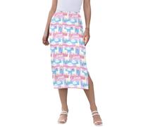 Llama Sweet - Falda midi de cintura alta para mujer, debajo de la rodilla, falda midi dividida para el fin de semana, Varios colores, XL