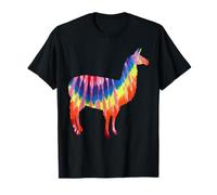 Llama Tie Dye Silueta Hippie Rainbow Colors Love Llamas Camiseta
