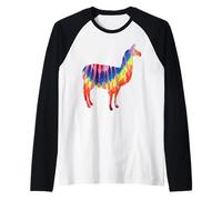 Llama Tie Dye Silueta Hippie Rainbow Colors Love Llamas Camiseta Manga Raglan