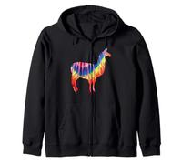 Llama Tie Dye Silueta Hippie Rainbow Colors Love Llamas Sudadera con Capucha
