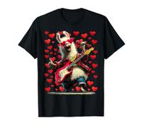 Llama Tocando Guitarrista Animal San Valentín Corazones Camiseta