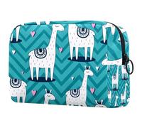 Llama with Love - Bolsa de cosméticos para mujer, neceser de viaje, bolsa organizadora de maquillaje grande con cremallera, multicolor, 18.5x7.5x13cm/7.3x3x5.1in, Neceser