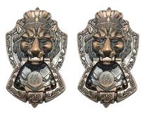 Llamador Puerta Exterior, Aldaba Puerta Exterior Felpudo De León Antiguo, 1 Pieza/2 Piezas, Decoración Del Hogar, Incluye Tornillos, Manijas Puerta Aleación Zinc(2pcs)