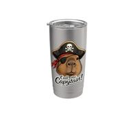 Llámame capitán! divertido pirata capibara ilustración Vaso térmico de acero inoxidable de doble pared
