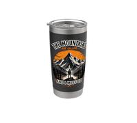 Llamando a las montañas, vintage, excursionistas, naturaleza Vaso térmico de acero inoxidable de doble pared