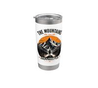 Llamando a las montañas, vintage, excursionistas, naturaleza Vaso térmico de acero inoxidable de doble pared
