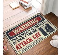 Llamar antes de entrar en la puerta, señal de advertencia de que esta propiedad está protegida por un ataque altamente entrenado, alfombra de gato, alfombra fresca para decoración de dormitorio de