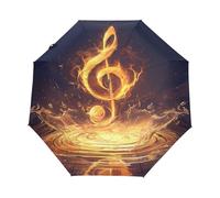 Llamas Agua Notas Musicales Paraguas Plegable Automático Paraguas de Viaje Mujer Niño Niña Protección UV Resistencia Viento Impermeable