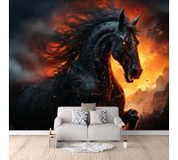Llamas Caballo Papel Pintado, Animal No Tejido Papel Tapiz Grande, Mate Grueso Fotomurales Murales para Dormitorio Hotel TV Fondo Pared Dormitorio Sala de Estar 200 x 140 CM