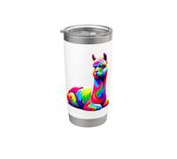 Llamas Coloridas Del Arte Pop Alpaca Alpacas Amantes De Las Vaso térmico de acero inoxidable de doble pared