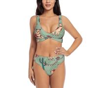 Llamas - Conjunto de bikini de dos piezas para mujer con pantalones cortos, traje de baño de dos piezas con cuello halter, Negro, XL
