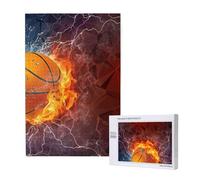Llamas de Baloncesto y Gotas de Agua,Rompecabezas de Madera de 1000 Piezas para Adultos y Adolescentes.