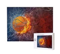 Llamas de Baloncesto y Gotas de Agua,Rompecabezas de Madera de 500 Piezas, Juego Familiar, Rompecabezas para Adultos, Adolescentes, decoración del hogar