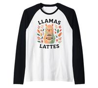 Llamas Lattes Coffee Lover Cute Cozy Animal Autumn Cafeína Camiseta Manga Raglan