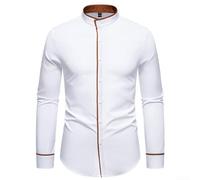Llamativa camisa de manga larga con botones para hombre con retazos de color artístico, adecuada para entusiastas de la moda (M blanco)