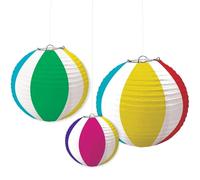 Llamativas linternas de papel multicolor para colgar en la piscina, 16.5 x 16.5 pulgadas (juego de 3), ideales para eventos de verano y decoración del hogar al aire libre
