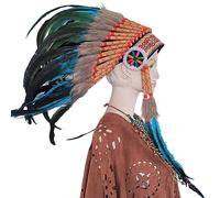 Llamativo aro de plumas para el pelo, diadema india, actuaciones teatrales, fiesta, peinado, sesiones de fotos, tocado tribal, tribal americano, tocado tribal para mujer