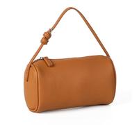 Llamativo bolso cilíndrico de piel sintética con correa ajustable para salidas casuales y eventos especiales, bolsa de correa ajustable, Brown, One Size
