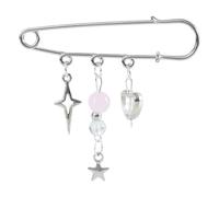 Llamativo broche con cuentas de estrella y corazón, resistente a la decoloración, accesorio multifuncional para bolso y atuendo