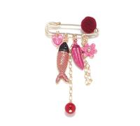 Llamativo broche floral y de vida marina que mejora tu armario elegantemente creativo accesorio de solapa de mar exagerado pin de pescado