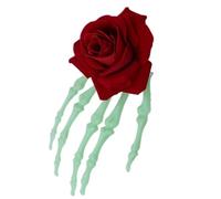 Llamativo Casco De Palmas Calavera Con Rosas Encaje Pinza Para Cabello Halloween Accesorio Fiestas Disfraces Pinza Festiva Única